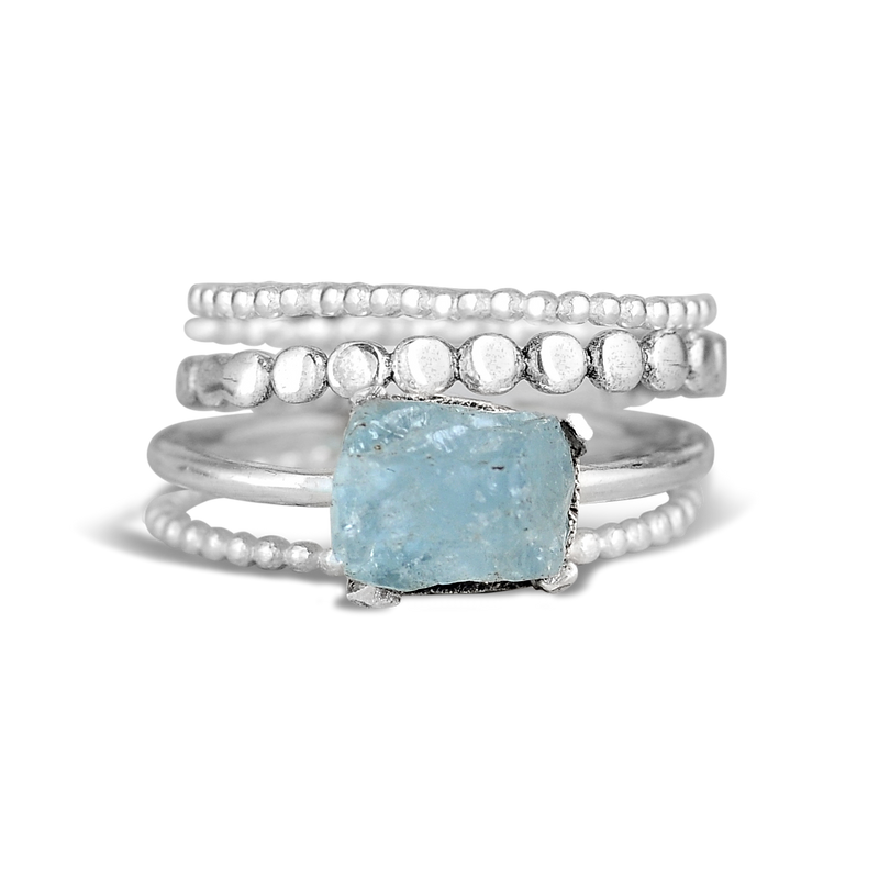Aquamarine Stacking Ring Set