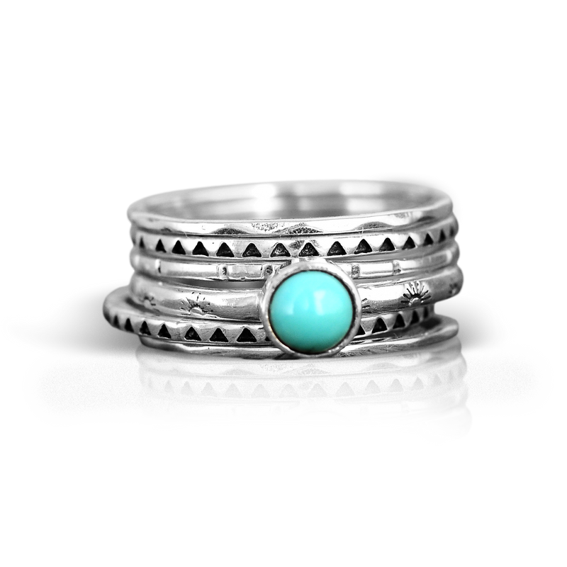 Turquoise Boho Stacking Ring Set