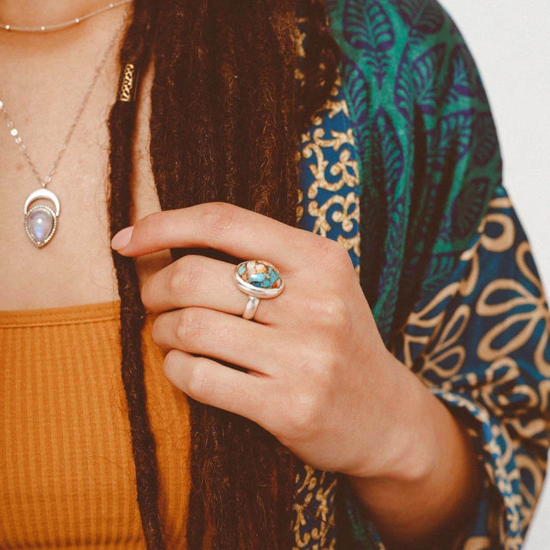 Oyster Copper Turquoise Ring