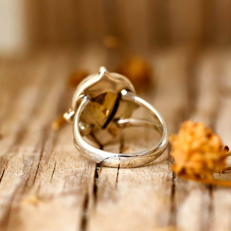 Citrine Teardrop Silver Ring
