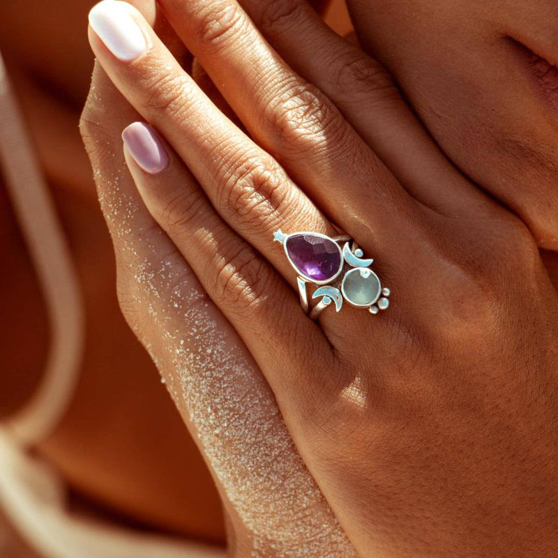 Aquamarine Amethyst Ring