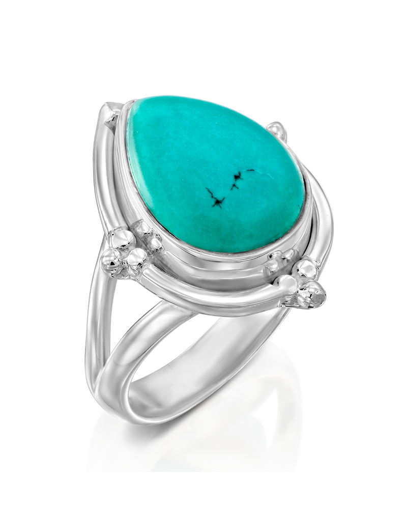 Turquoise Teardrop Silver Ring