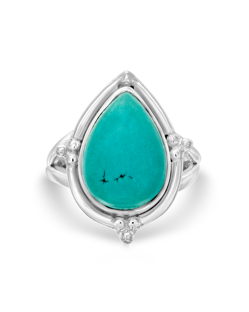 Turquoise Teardrop Silver Ring