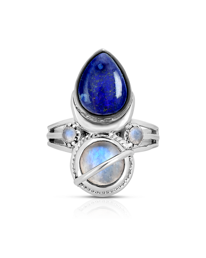 Lapis and Moonstone Celestial Ring