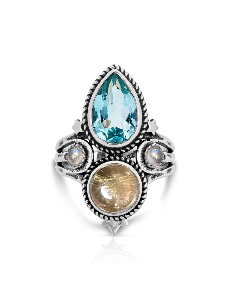 Blue Topaz Celestial Ring