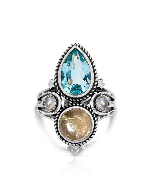 Blue Topaz Celestial Ring
