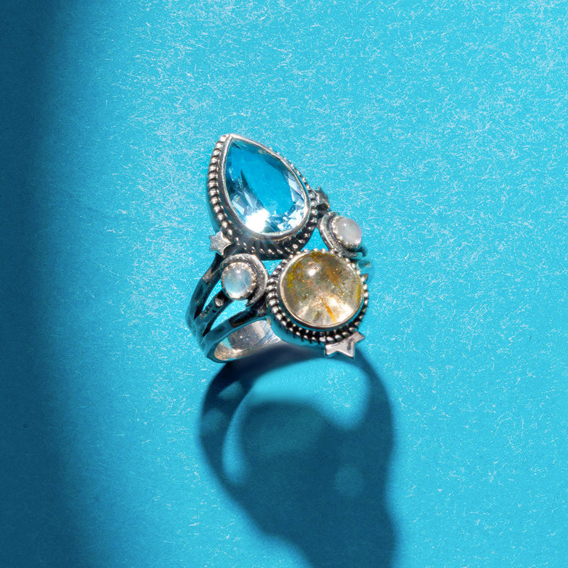 Blue Topaz Celestial Ring