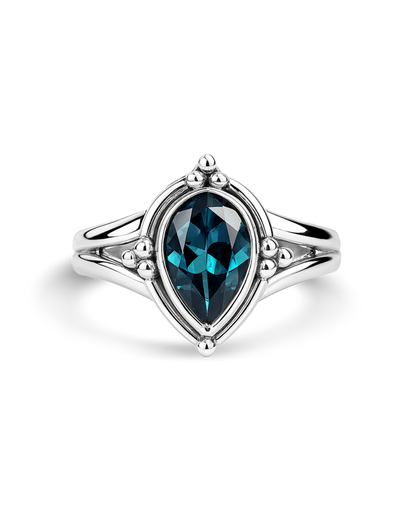 Blue Topaz Teardrop Ring
