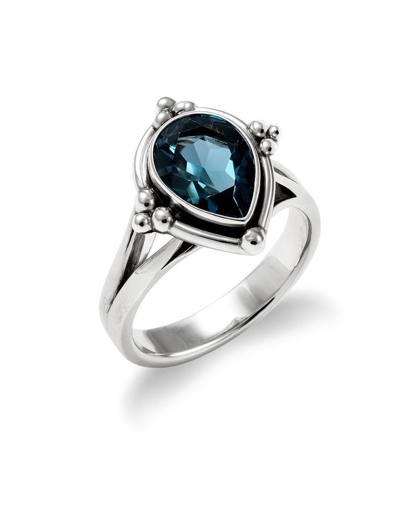 Blue Topaz Teardrop Ring