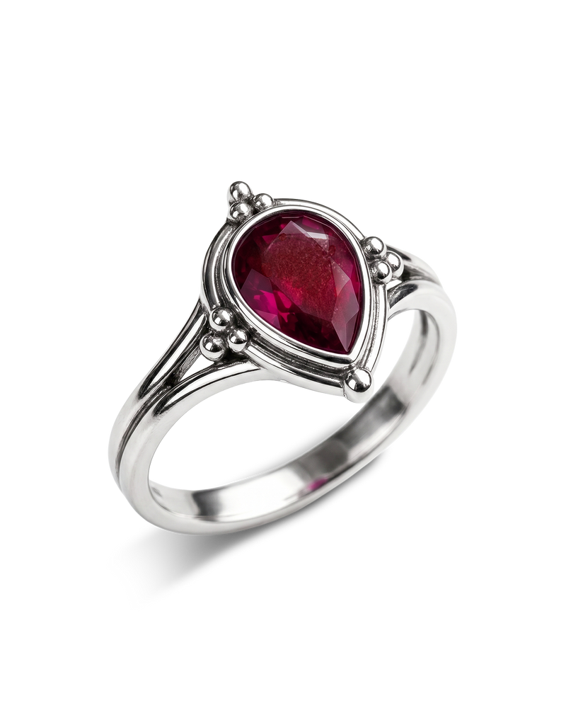 Ruby Teardrop Boho Ring