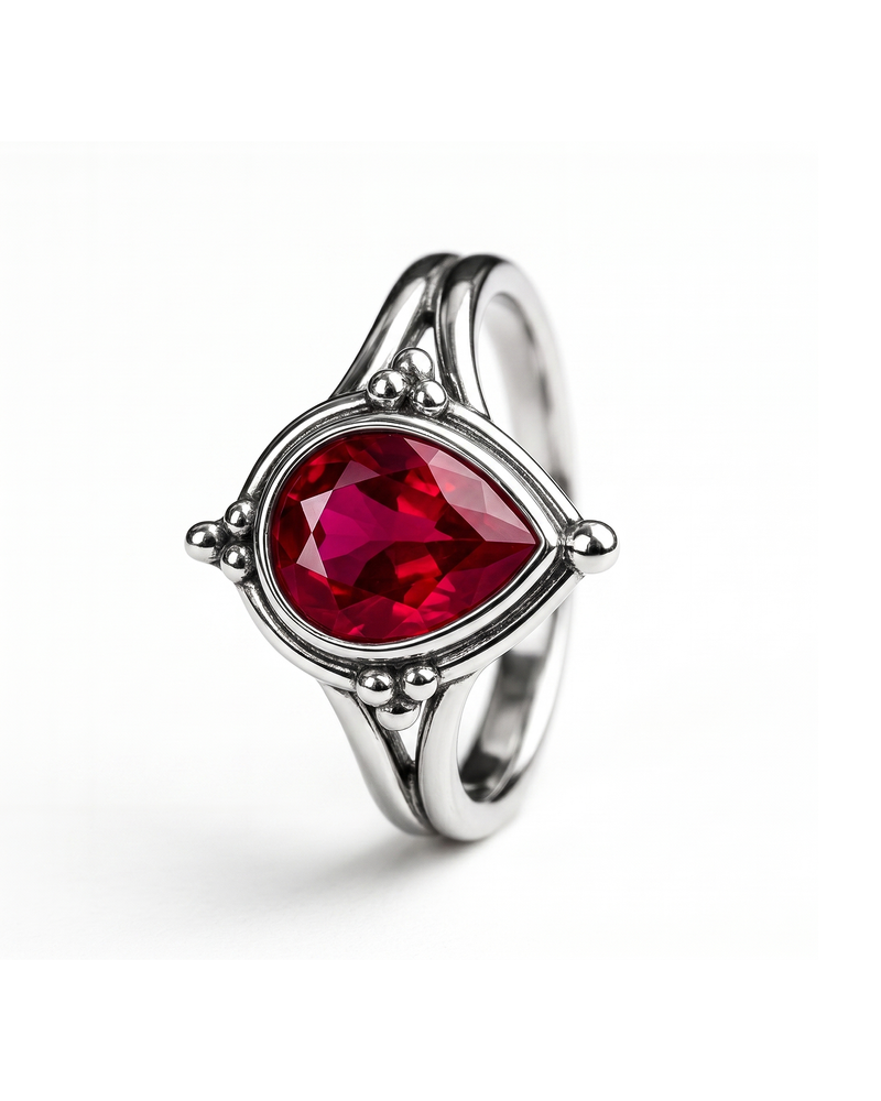 Ruby Teardrop Boho Ring