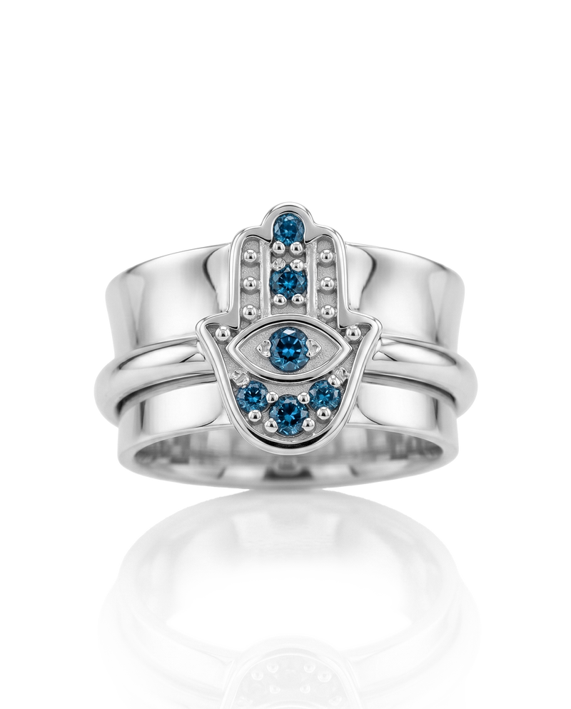 Hamsa Blue Topaz Fidget Ring