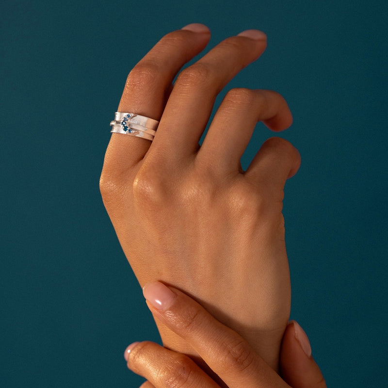 Blue Topaz Moon Fidget Ring