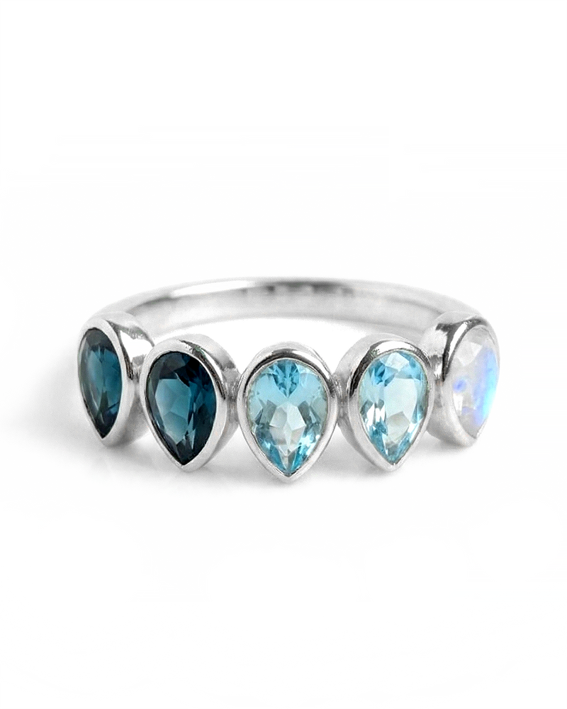 Moonstone Ombre Teardrops Ring