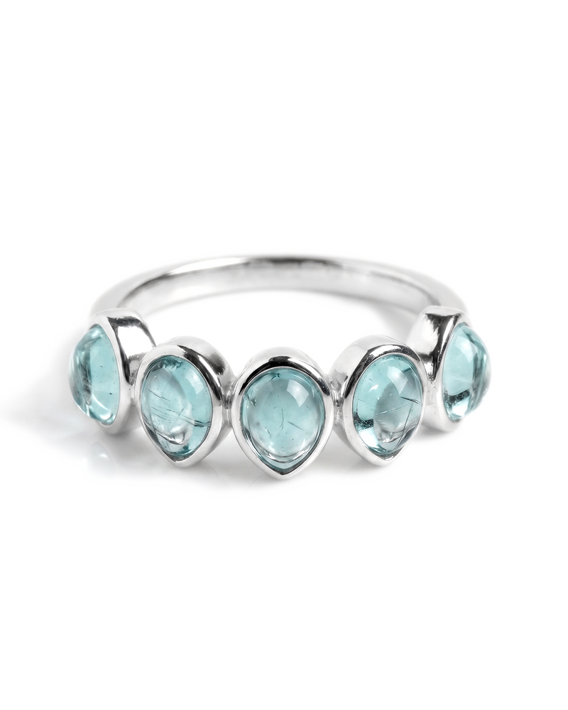 Aquamarine Teardrops Ring