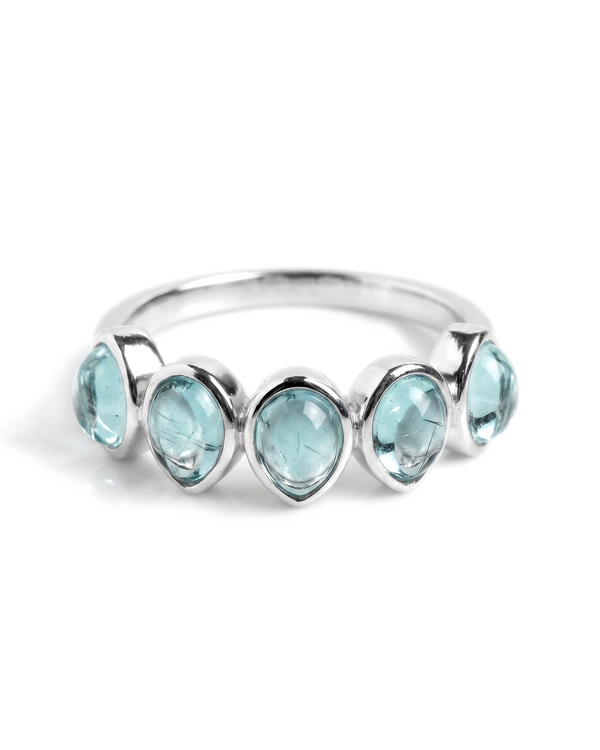 Aquamarine Teardrops Ring