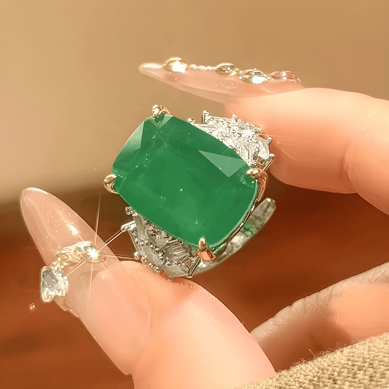 Antique Green Inlaid Glass Ring