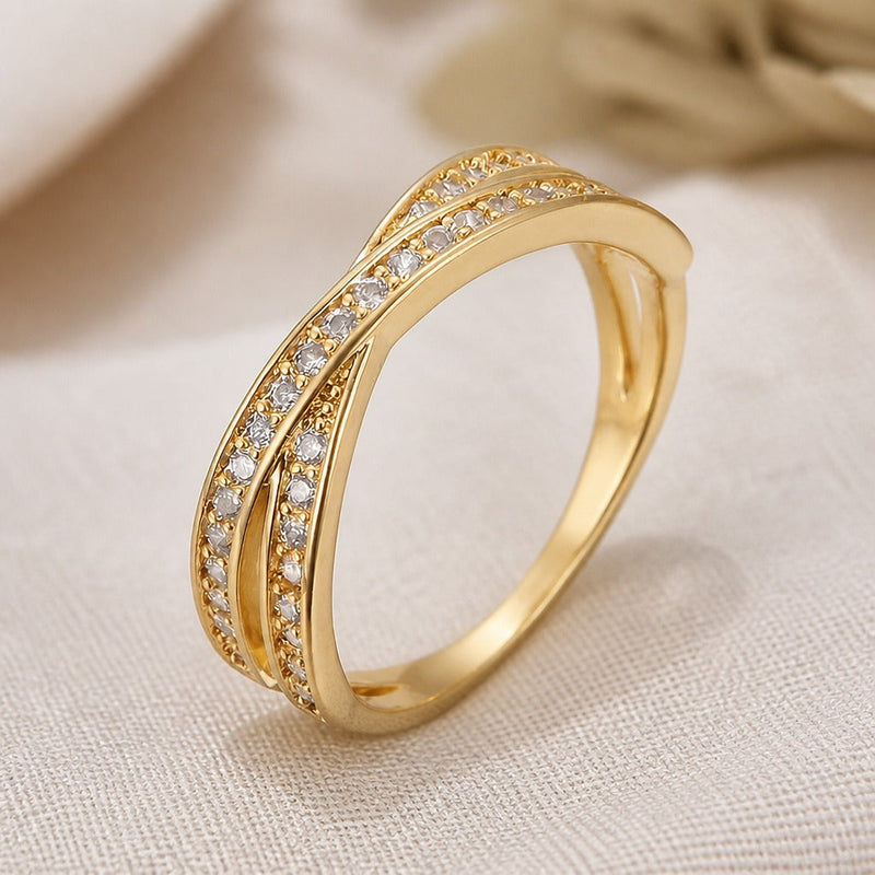 Radiant Cross Zircon Gold Ring