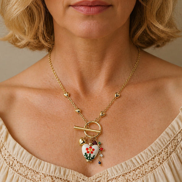 Bohemian Heart Charm Necklace