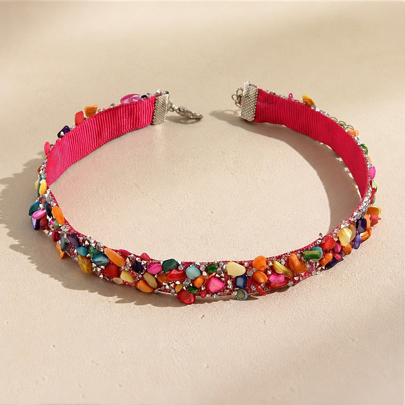 Boho Crushed Stone Choker Necklace