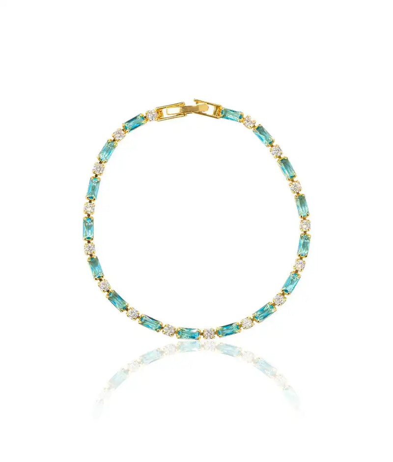 Gold Zircon Turquoise Stone Bracelet
