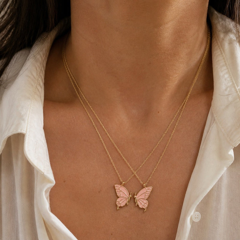 Butterfly Pendant Necklace Set