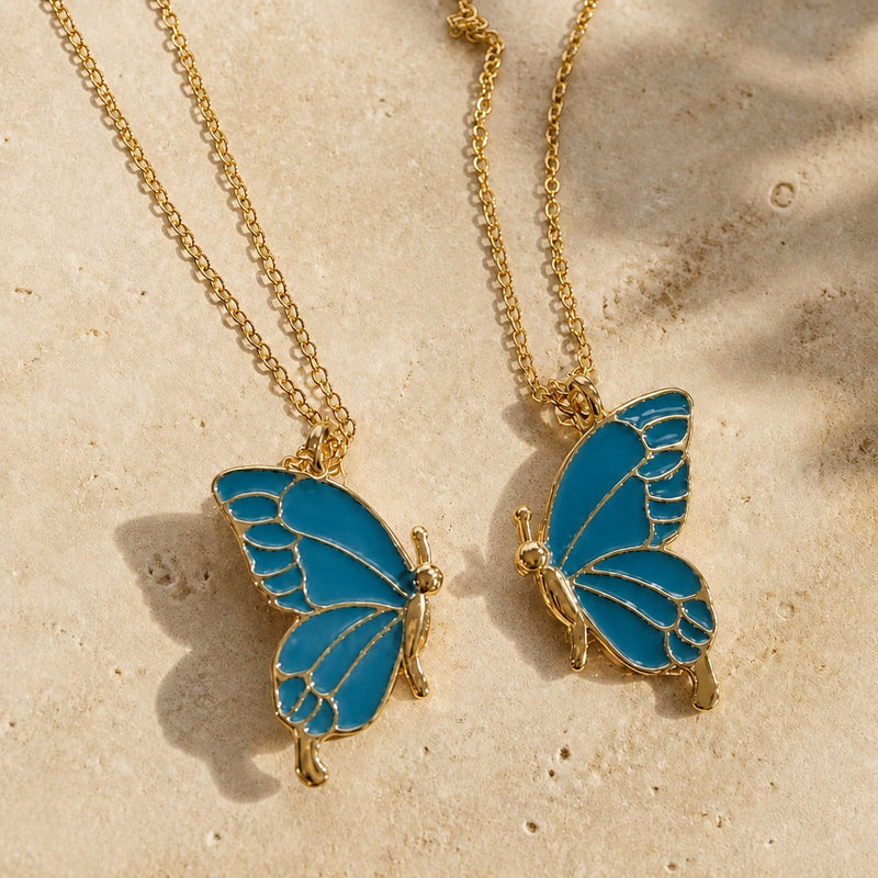 Butterfly Pendant Necklace Set