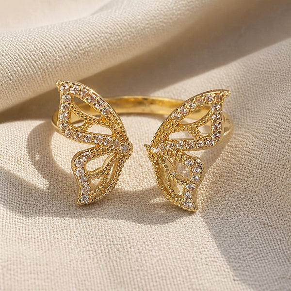Butterfly Zirconia Inlaid Ring