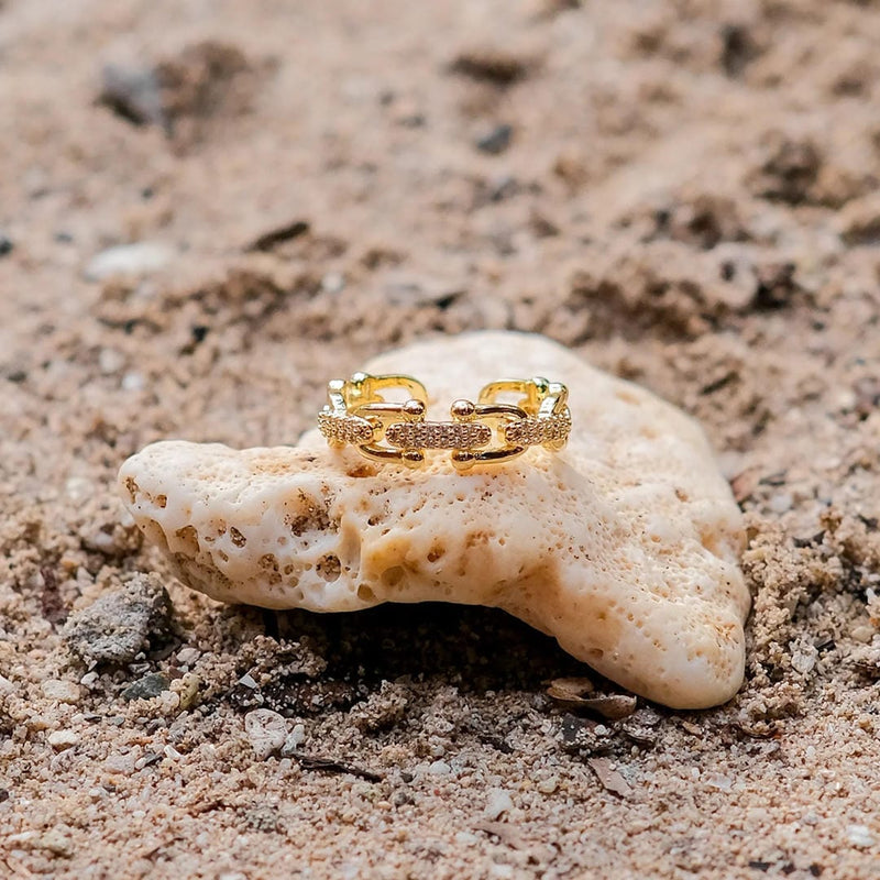 Dazzling Crystal Gold Open Ring