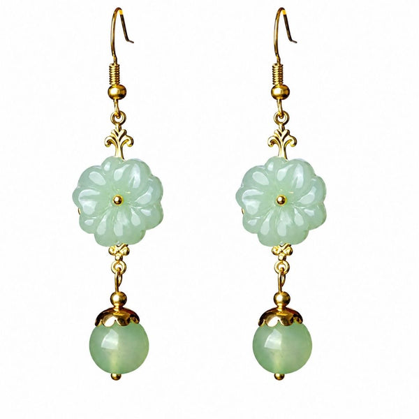 Boho Earrings with Turquoise Flower and Pearl
