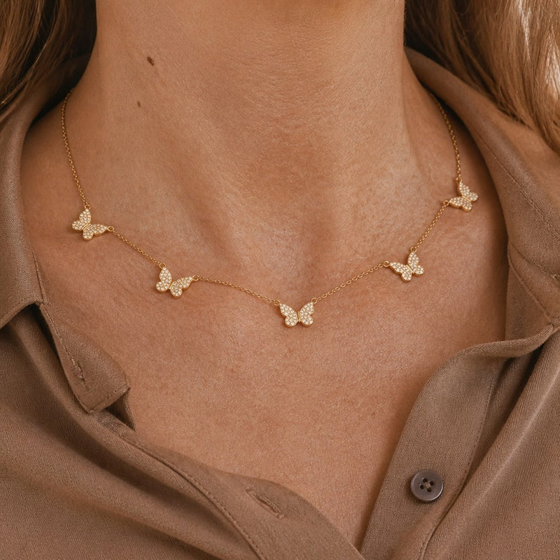 Exquisite Butterfly Zirconia Pendant Necklace