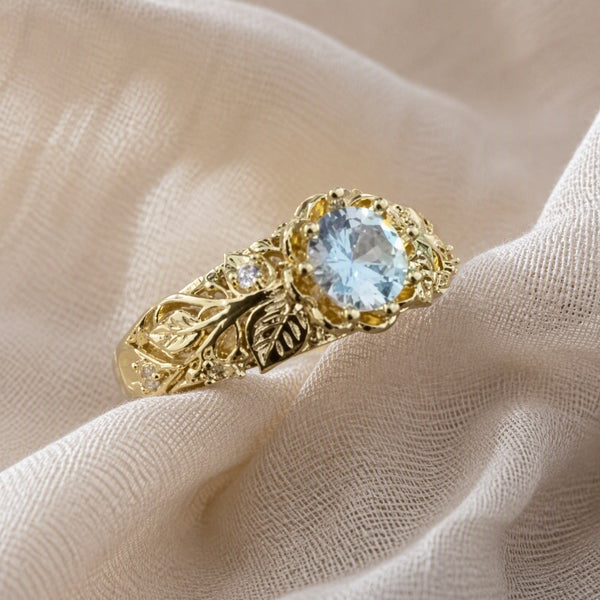 Golden Leaf Zirconia Ring