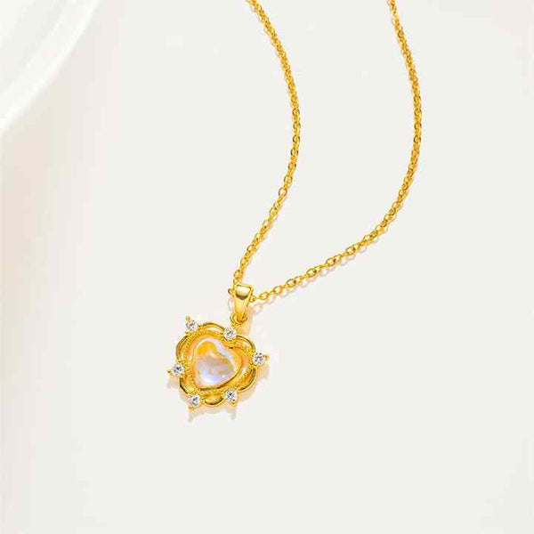 Dainty Iridescent Heart Halo Necklace