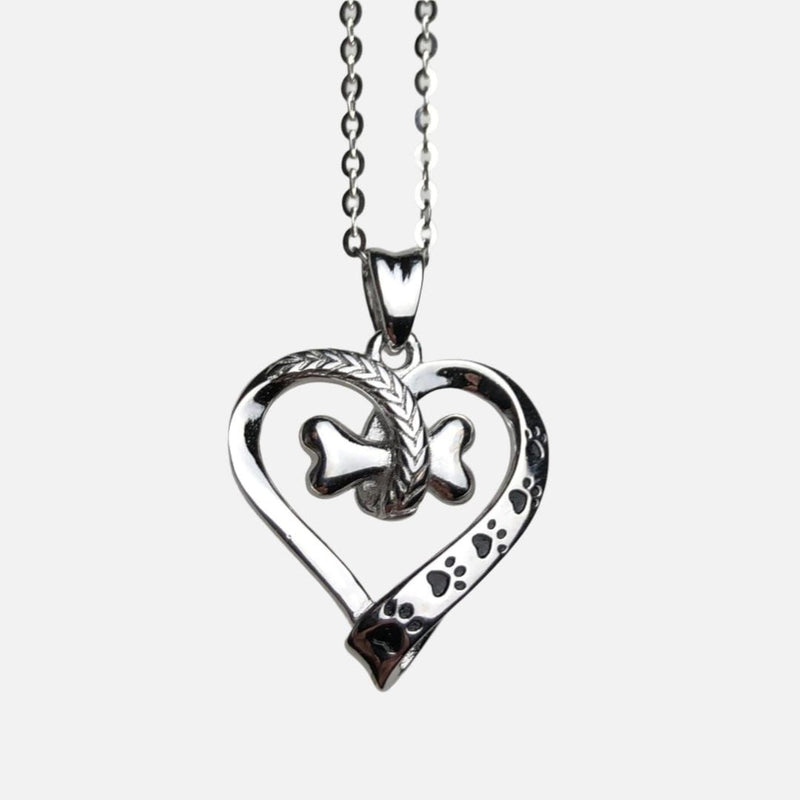Dog Paw Heart Stainless Steel Necklace