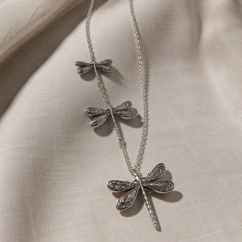 Layered Dragonfly Pendant Necklace
