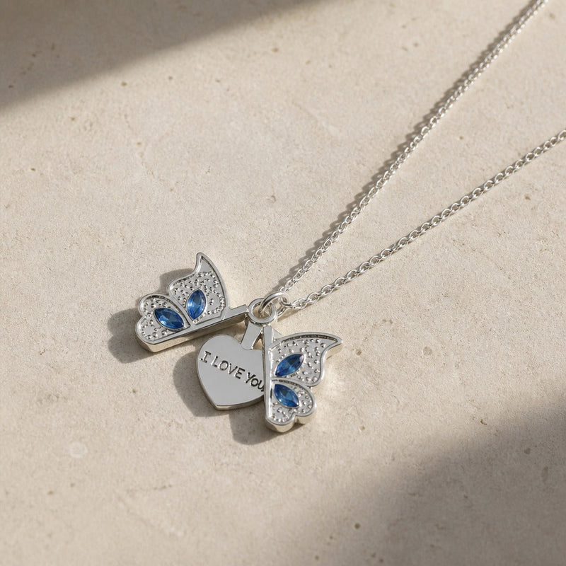 Love Butterfly Locket Pendant Necklace