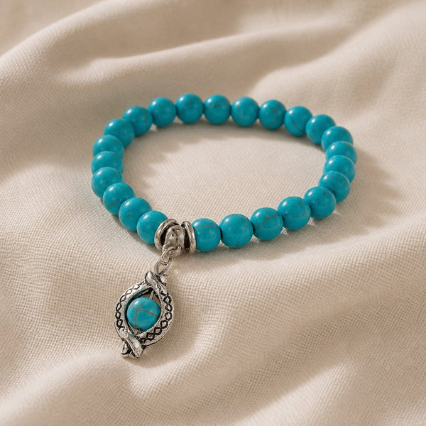 Lustrous Turquoise Bead Bracelet