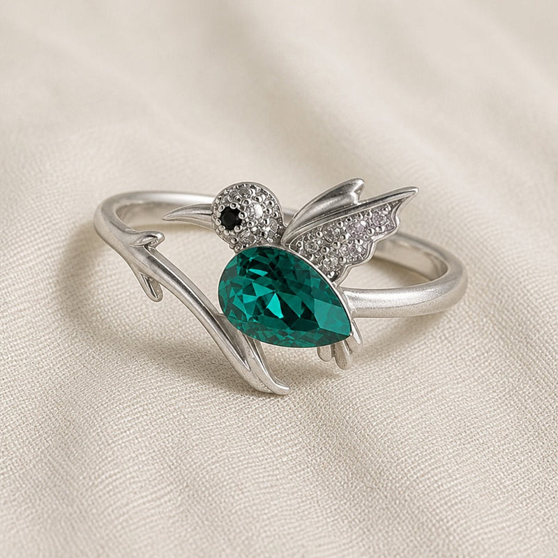 Majestic Hummingbird Silver Ring
