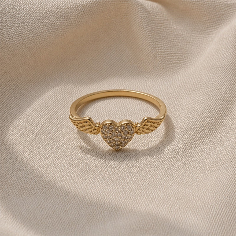 Minimalist Heart Wing Ring