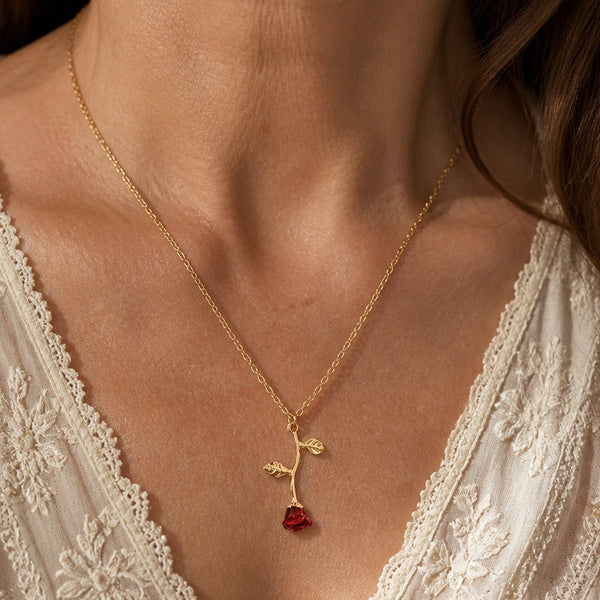 Minimalist Sculpted Rose Necklace