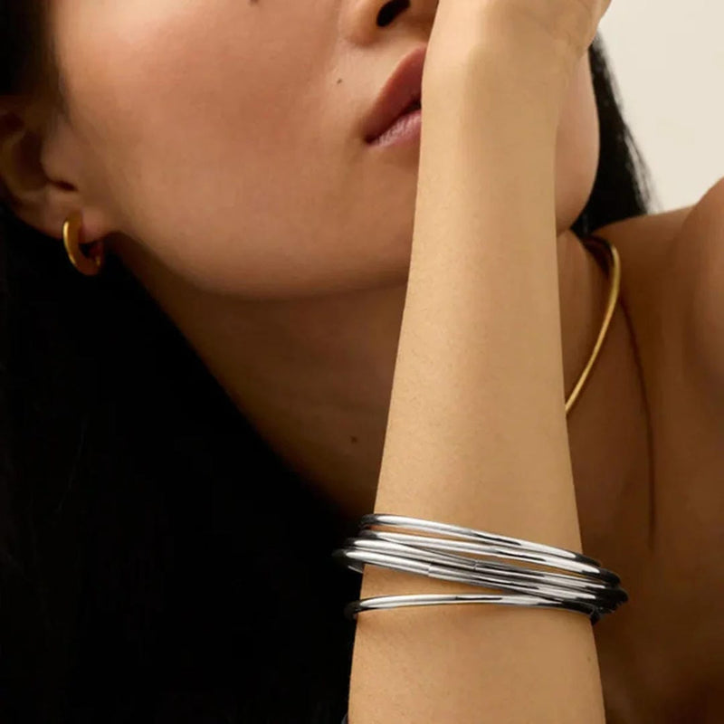 Dazzling Stackable Gold Bangle Set