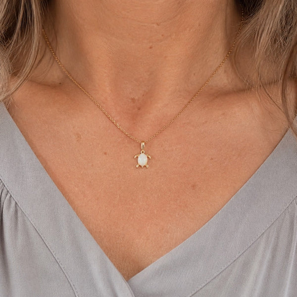 Opal Turtle Shaped Pendant Necklace