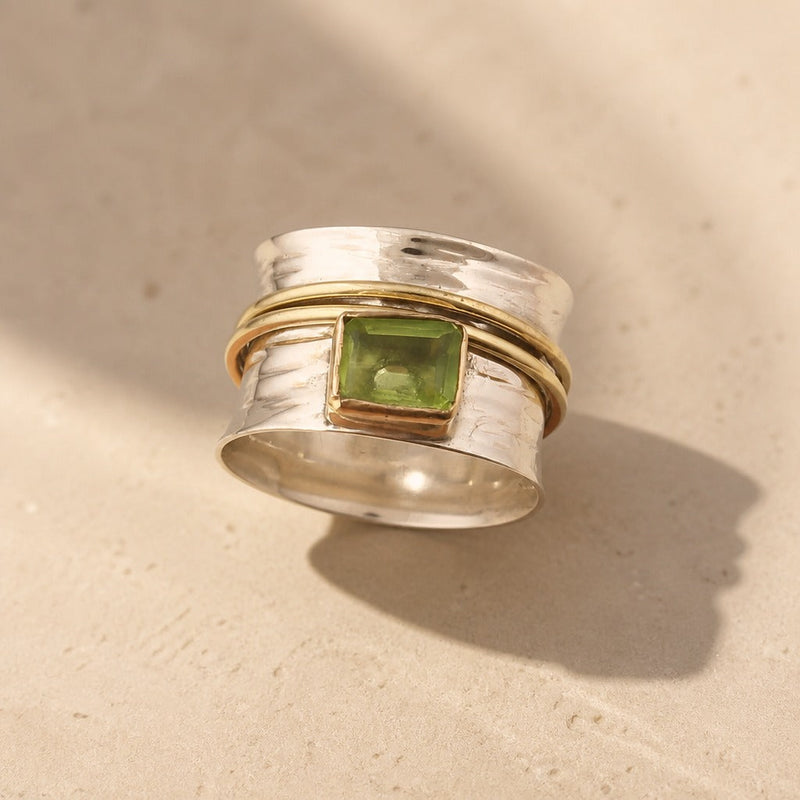 Peridot Zirconia Two Toned Ring