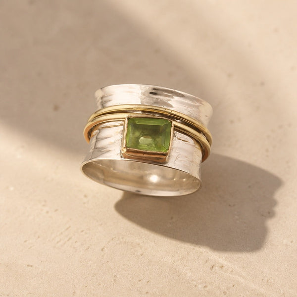 Peridot Zirconia Two Toned Ring