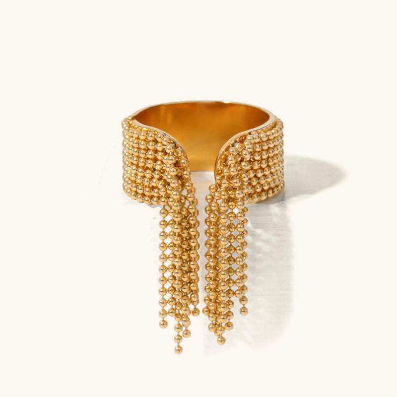 Radiant Gold Tassel Ring