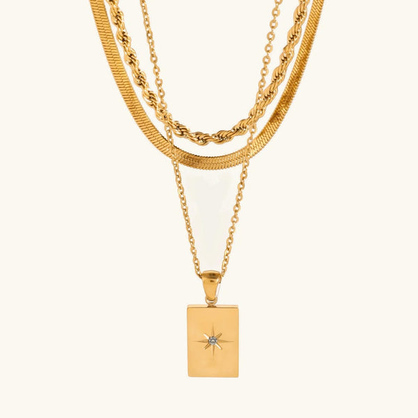 Elegant Triple Gold Chain Necklace