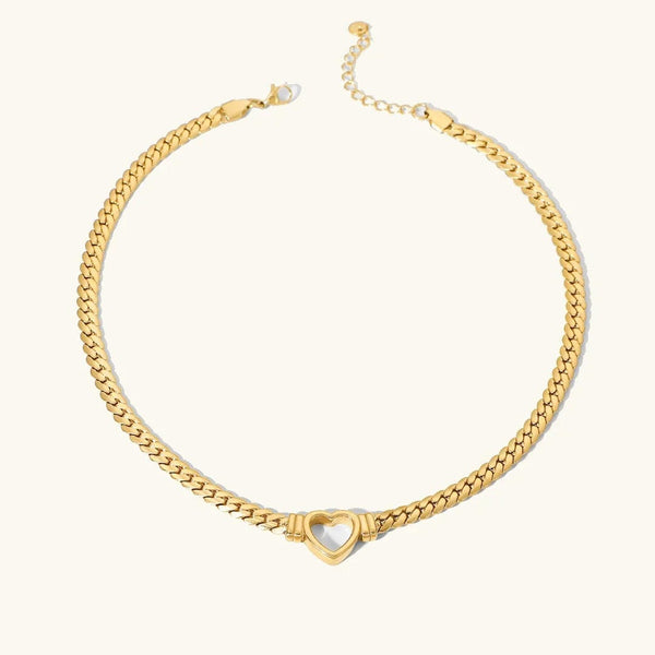 Elegant Hollow Heart Gold Choker