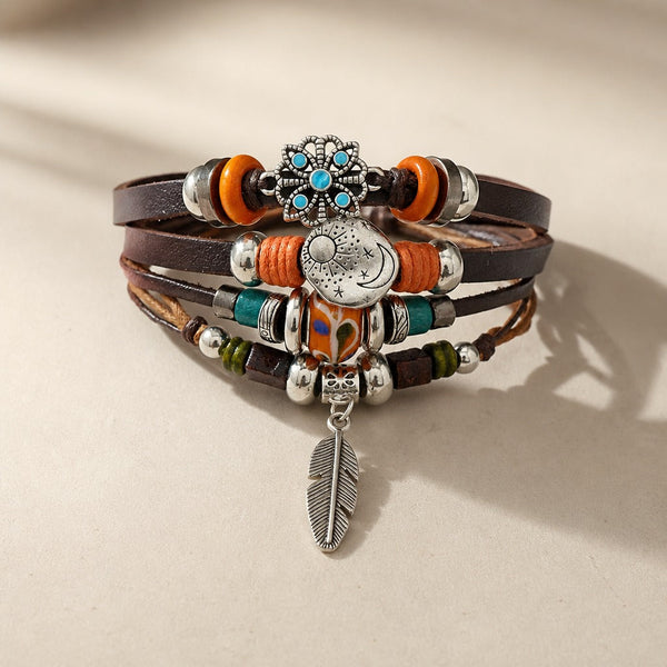 Retro Layered Leather Boho Bracelet