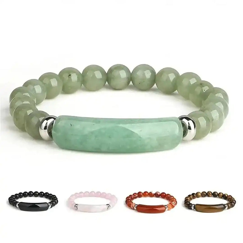 Gemstone Bar Beaded Stretch Bracelet