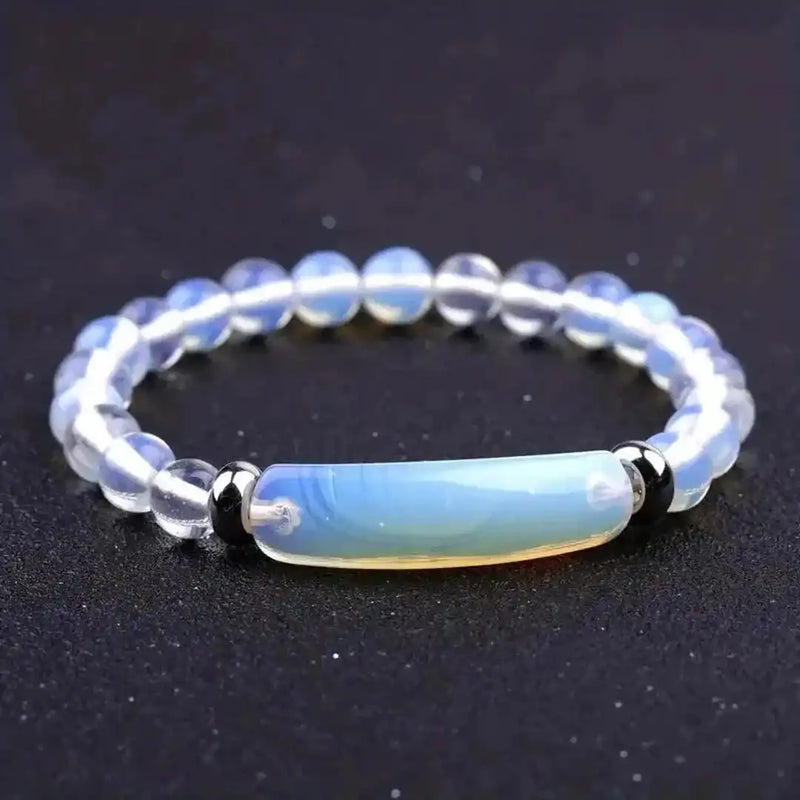 Gemstone Bar Beaded Stretch Bracelet
